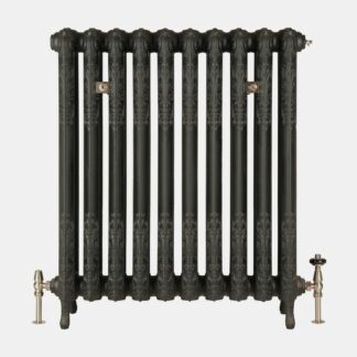 Rococo II 950mm cast iron radiator in Matt Black finish